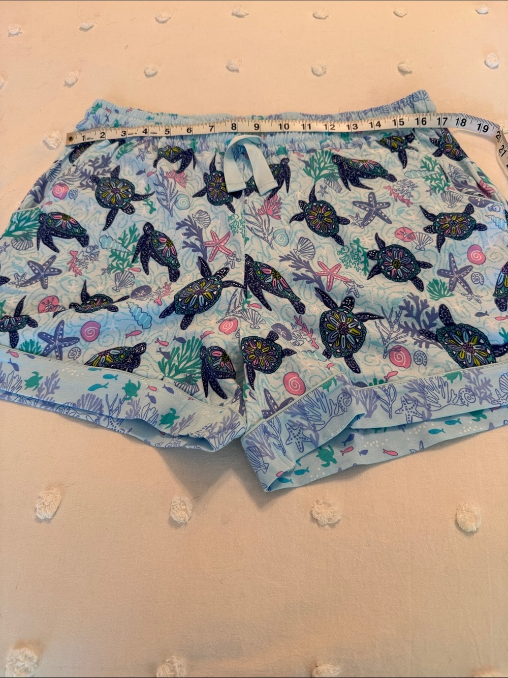 Vera Bradley Light Blue Sea Turtle Dream Print Pajama Shorts - Picture 3 of 7